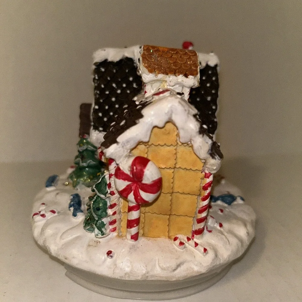 Candle-lite Gingerbread House Jar Topper Lid Christmas Holiday Rare Ceramic